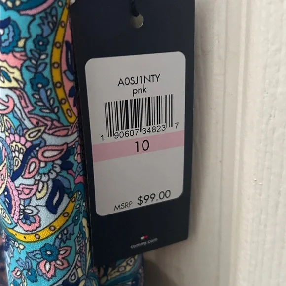 NWT Tommy Hilfiger pink paisley print 3/4 sleeve dress size 10 - Picture 3 of 5